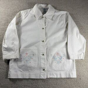 Vintage Haband Tudor Court Style Floral Jacket Coat White Women’s Size Medium